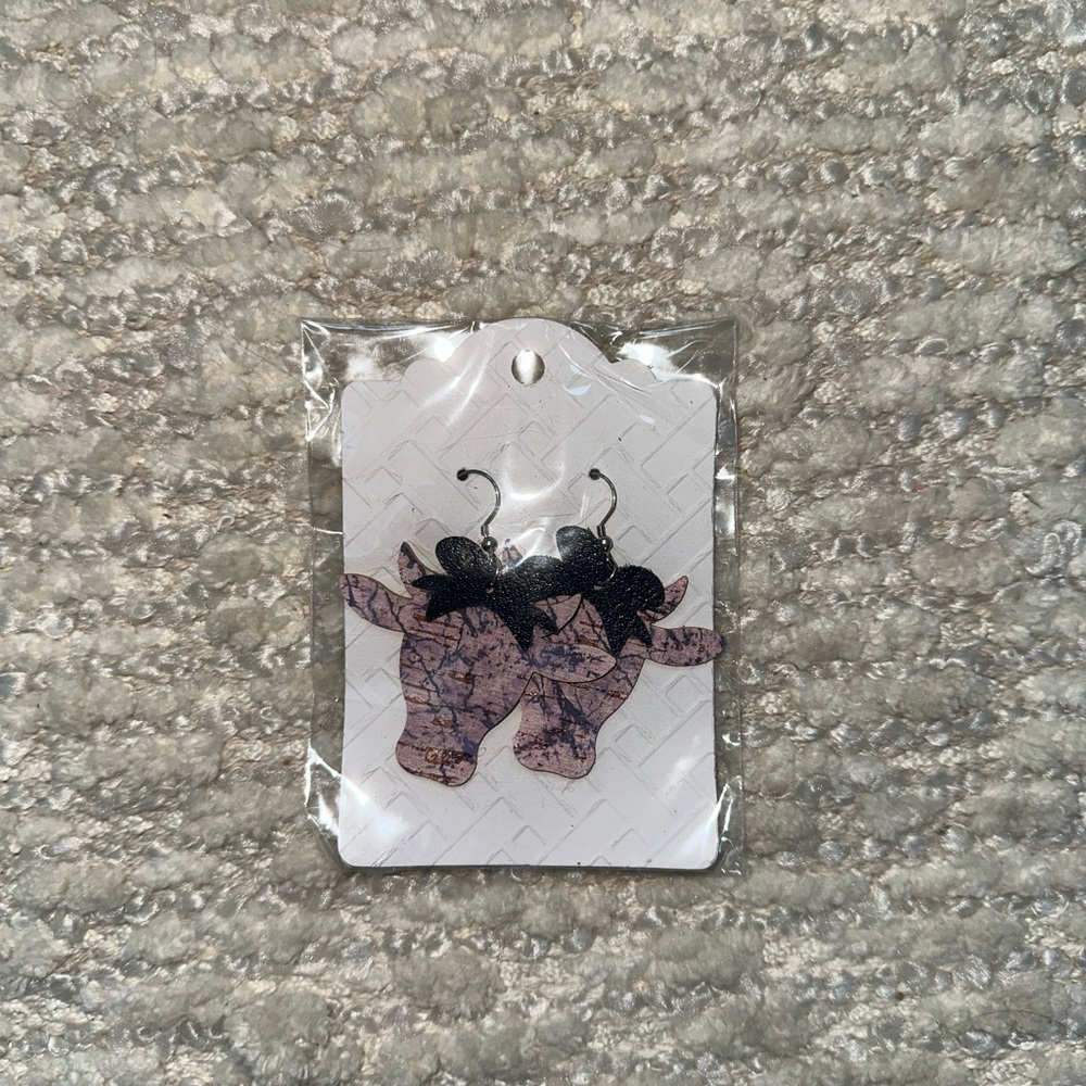 Chic Black and Pink Cow Earrings